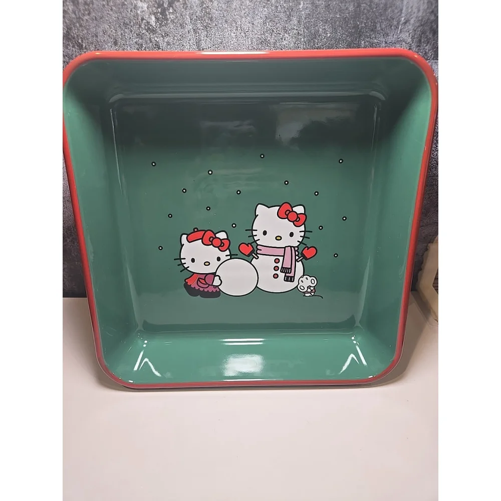 Hello Kitty Sanrio Snowman Baker New In Box 9x9 Green/Red/White (GS1)